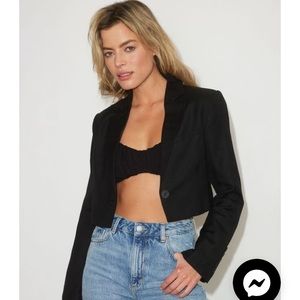 NWT Dynamite black linen cropped blazer and shorts with waistband in size small